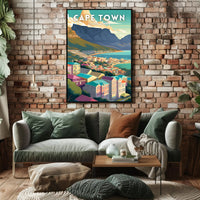 Cape Town Scenic Retro Travel Poster