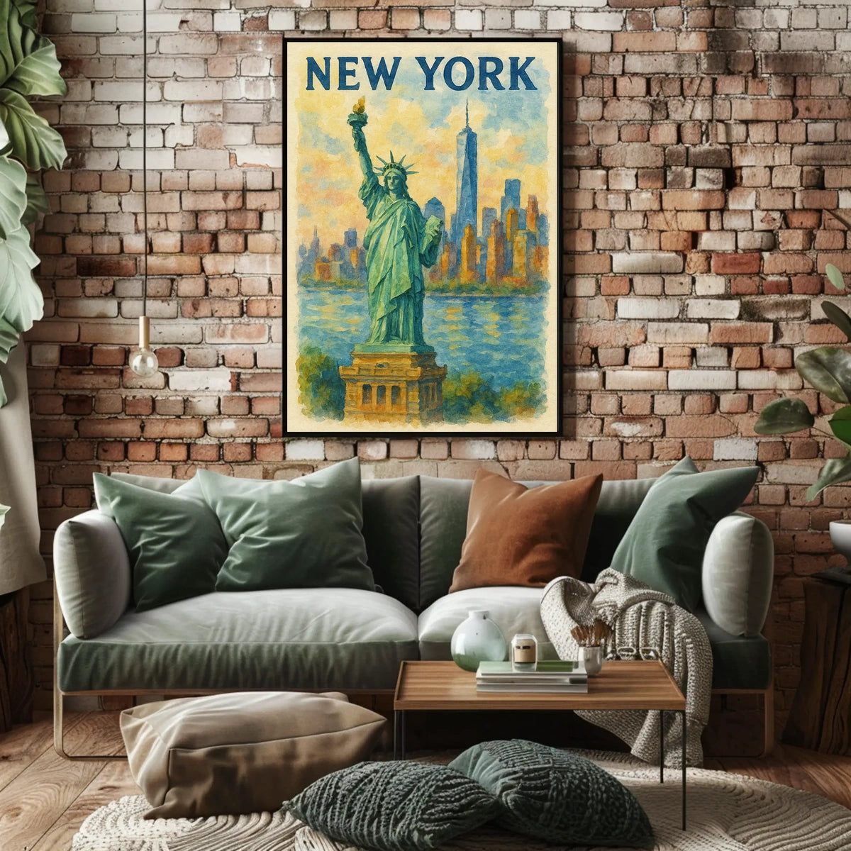 New York Skyline And Statue Of Liberty Poster