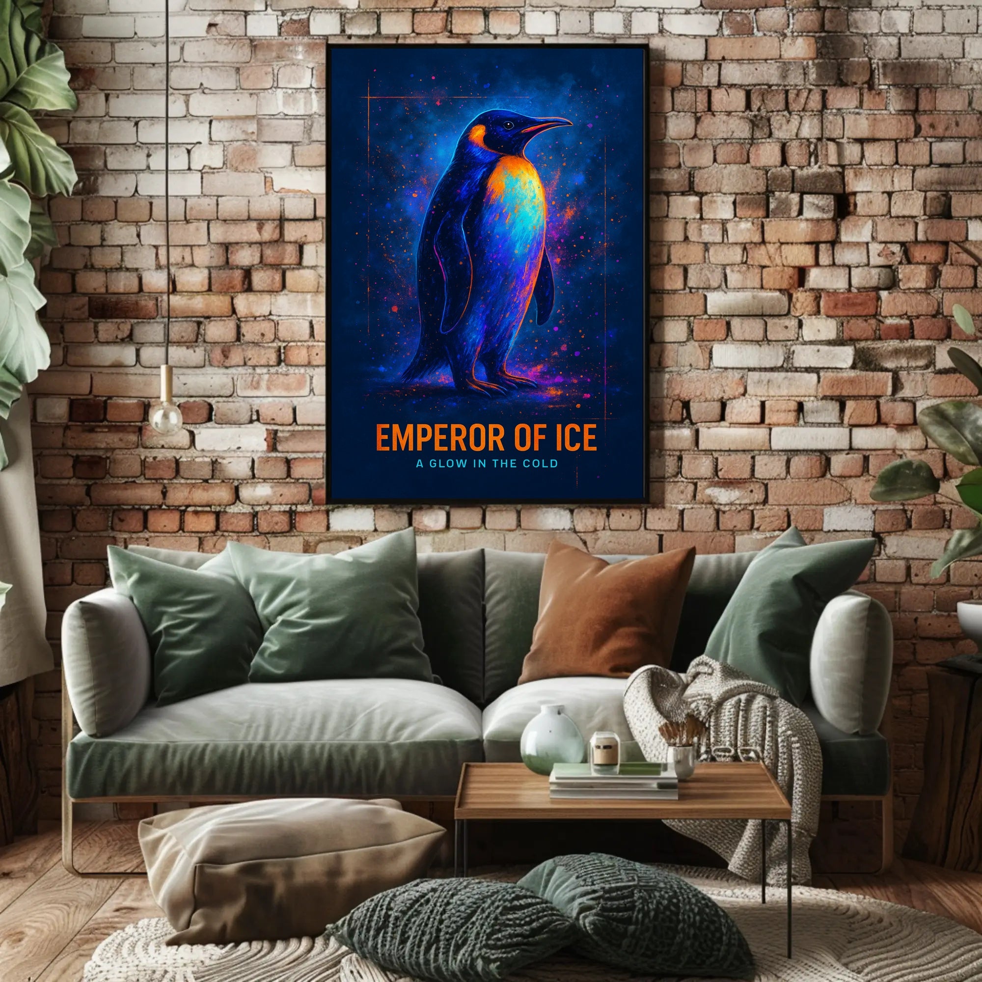 Emperor Penguin Glowing Poster Wall Art Print