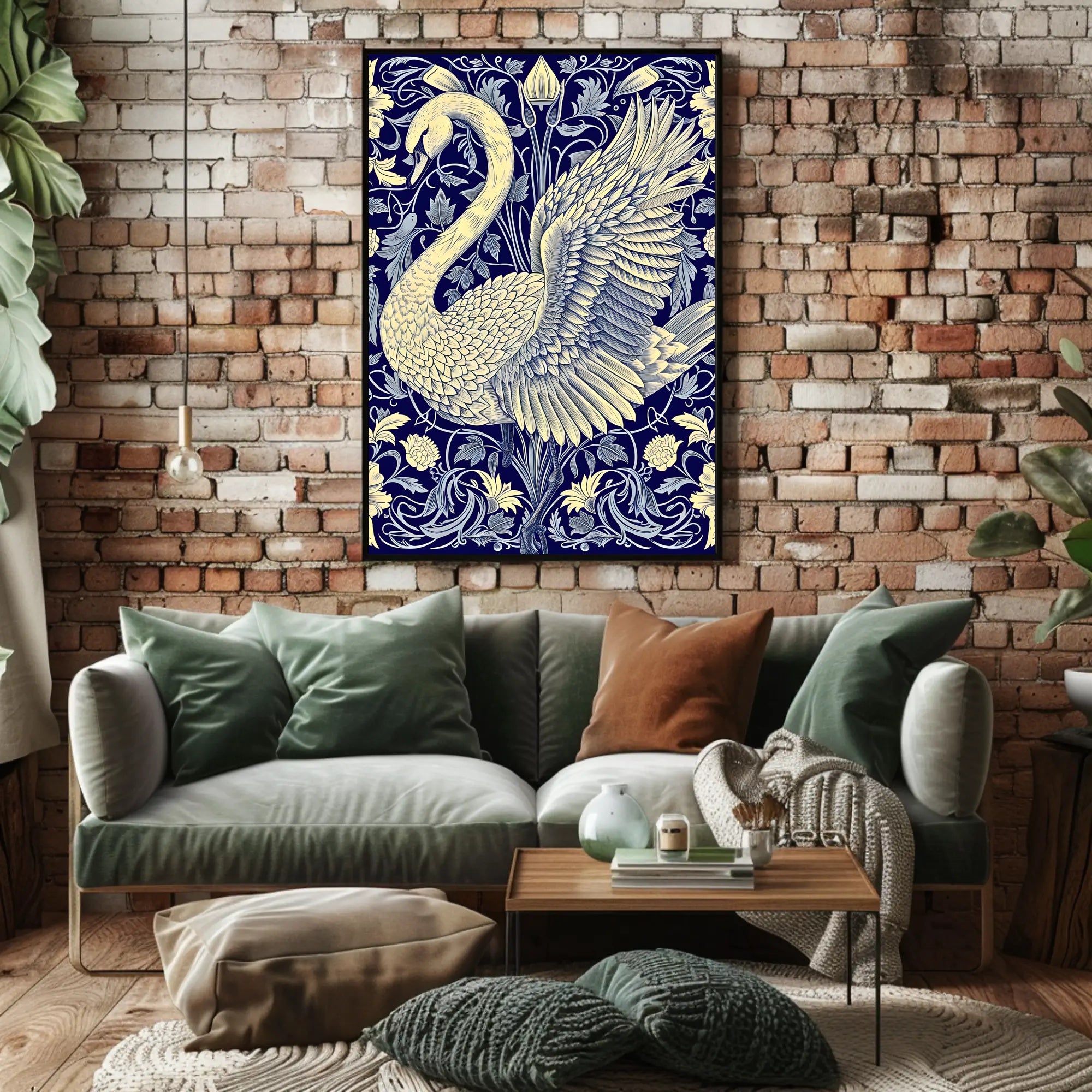 Elegant Swan and Floral Patterns Animal Poster