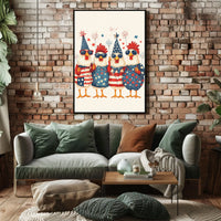 patriotic chickens standing side by side Poster