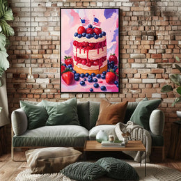 Vibrant American Flag Street Scene Impressionist Poster
