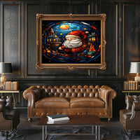 Festive Stained Glass Santa Poster