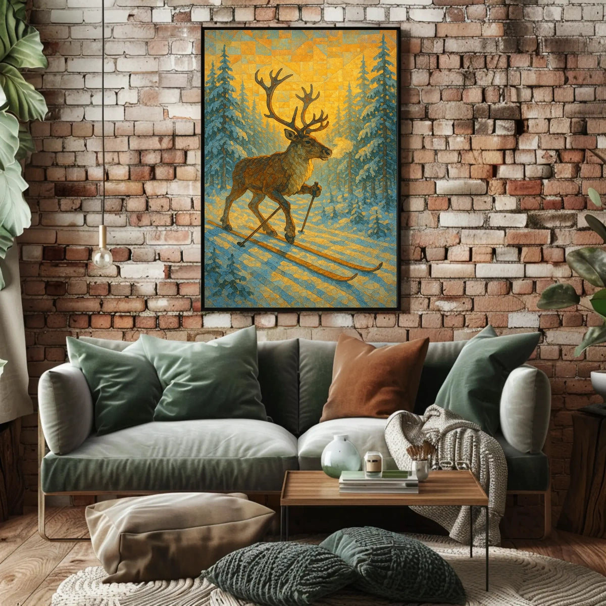 Skiing Reindeer Adventure Poster