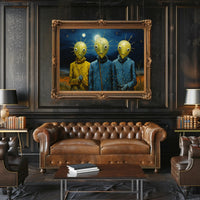 Surreal Nightscape Humanoids Artistic Poster