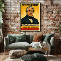 William Henry Harrison 9th President of the United States Inked Comic Style Poster