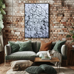 Cracked Ice Surface Photorealistic Abstract Artistic Poster
