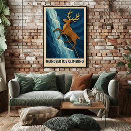 Reindeer Ice Climbing Poster