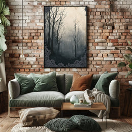 Misty Monochrome Forest Artistic Poster