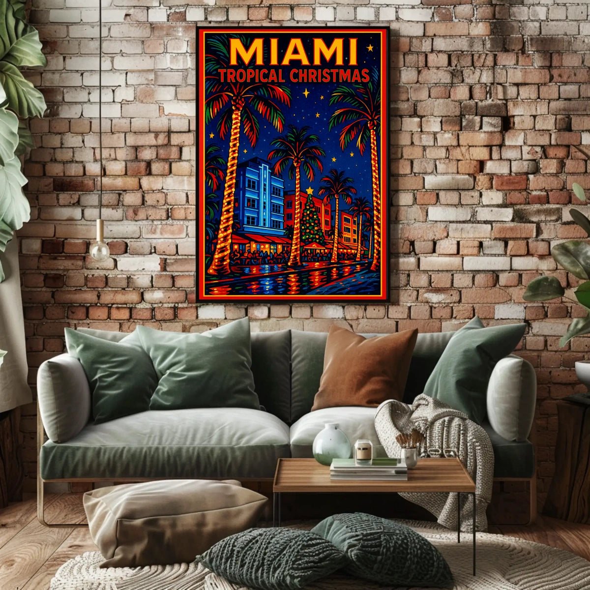 Miami Tropical Christmas Poster