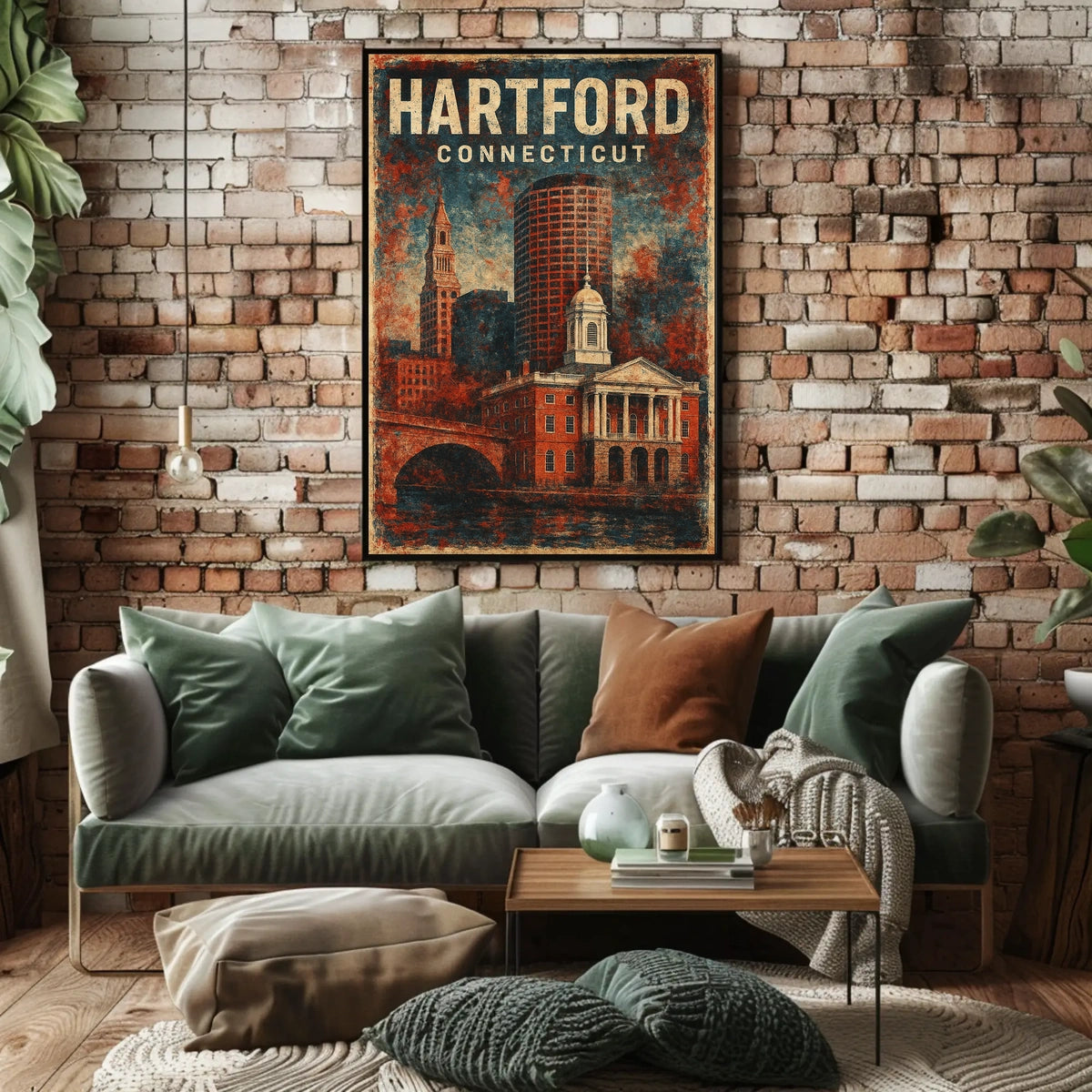 Hartford Cityscape Timeless Art Deco Poster