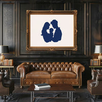 Family Bond Minimalist Blue Silhouette Art Poster