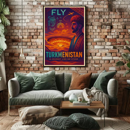 Turkmenistan Vintage Travel Poster with Cultural Elements PosterGoat