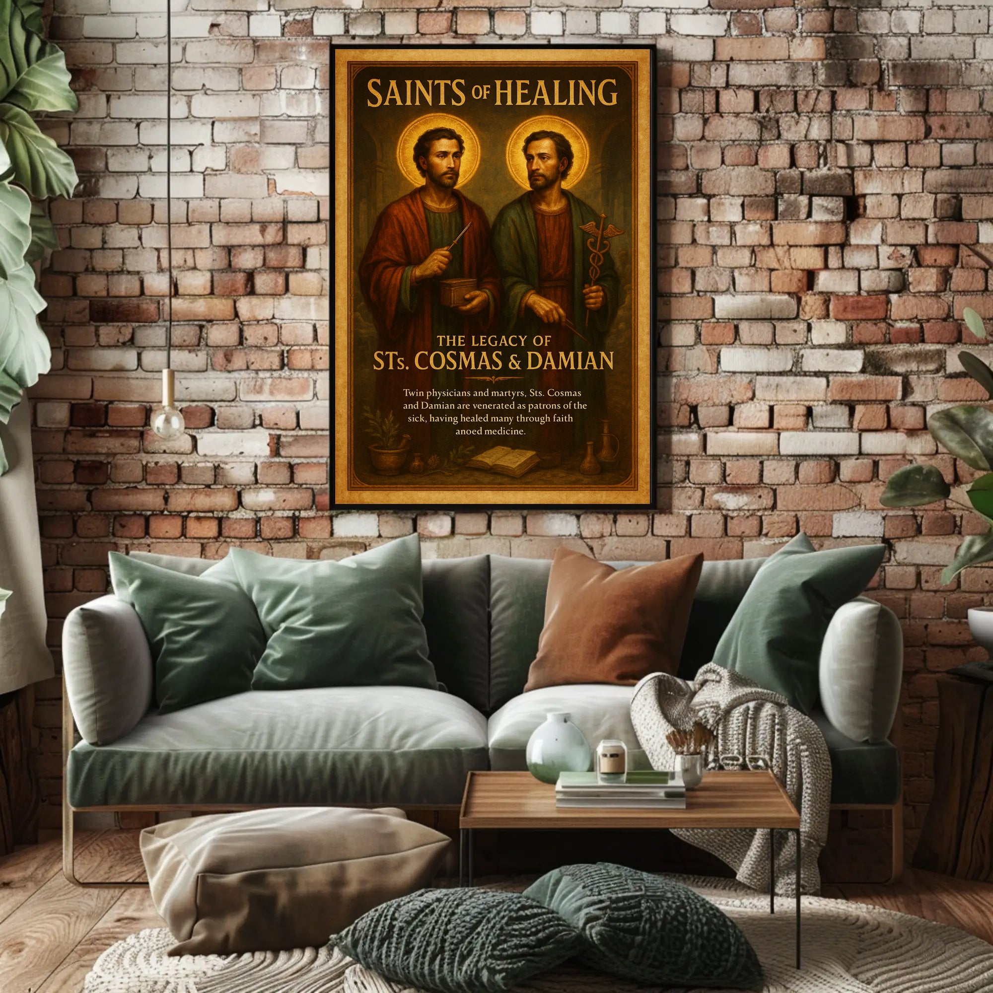 Saints Cosmas and Damian Vintage Spiritual Heritage Poster PosterGoat