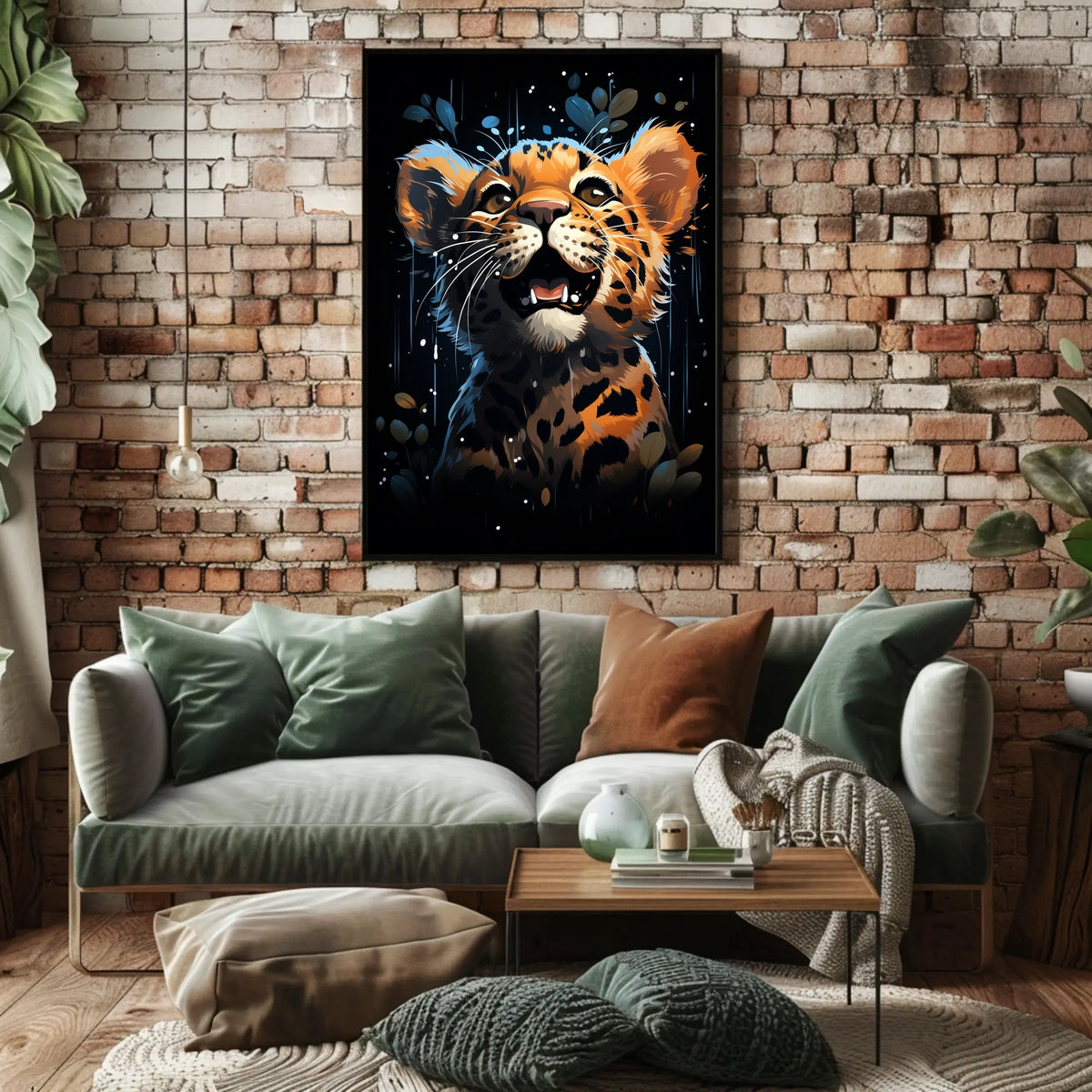 Leopard Cub Joyful Adventure Vibrant Art Poster