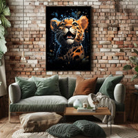 Leopard Cub Joyful Adventure Vibrant Art Poster