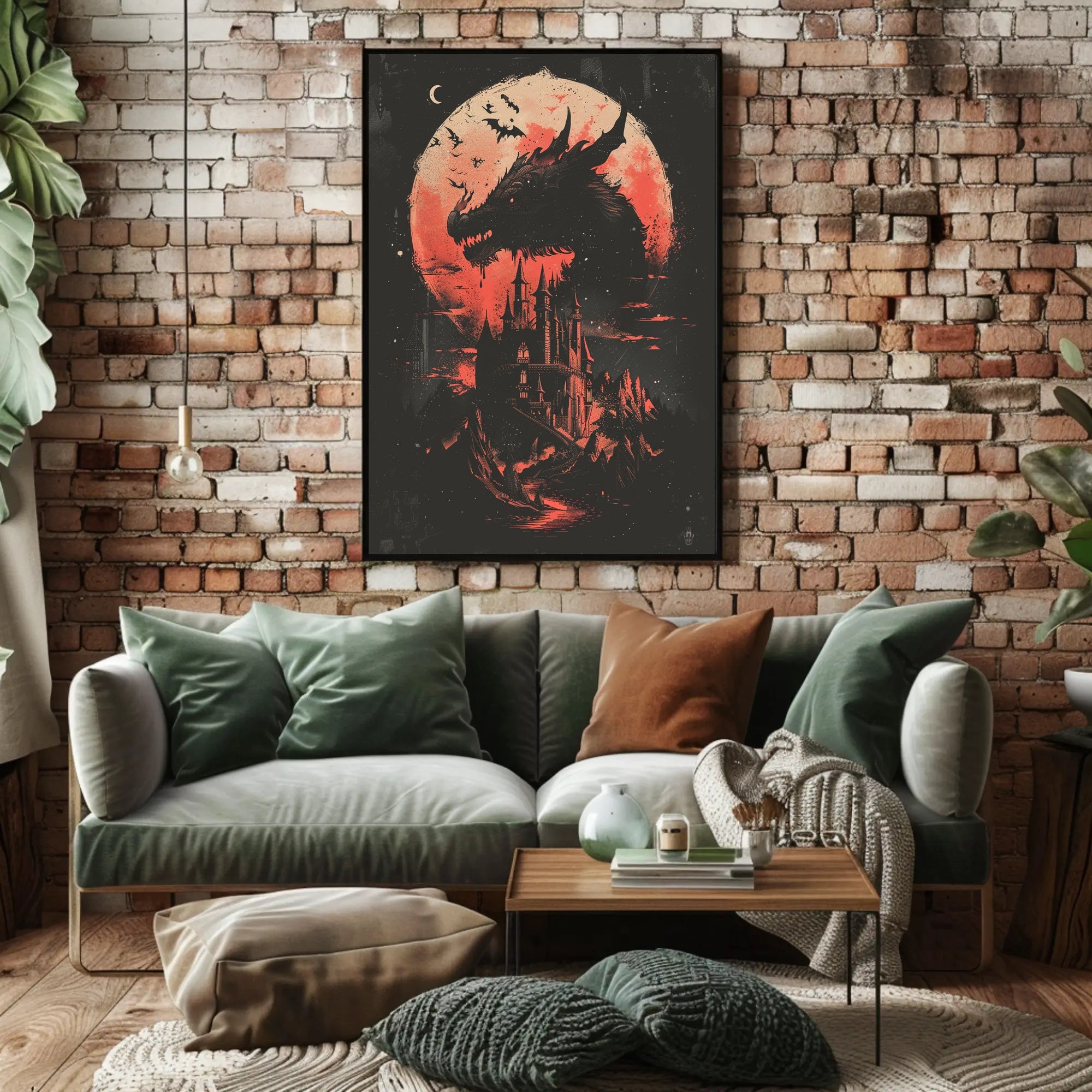 Dark Gothic Dragon Castle Fantasy Art Poster PosterGoat
