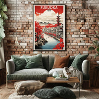 Fukuoka Cityscape Art Print Japanese Travel Poster