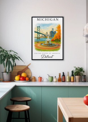 Michigan, Detroit Signature Series Vintage Travel Poster