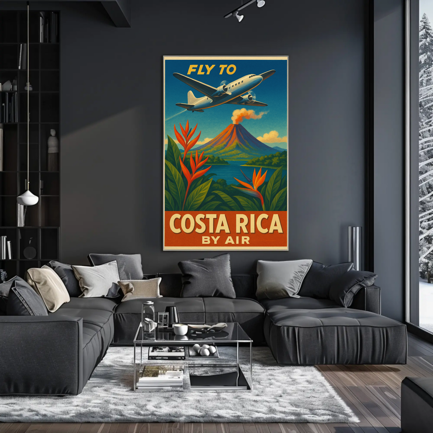 Costa Rica Volcano Jungle Flight Travel Poster