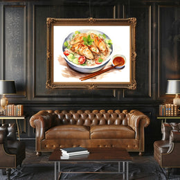 Culinary Delight – Chicken Rice Illustration Poster