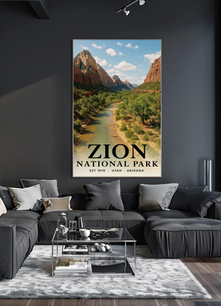 Zion National Park Utah Scenic Canyon River Views Travel Poster Travel Poster