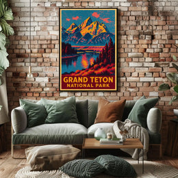 Grand Teton Adventure Vintage Poster