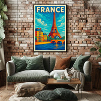 France Eiffel Tower Illustration Poster