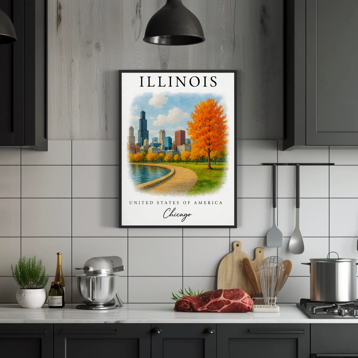 Illinois, Chicago Signature Series Vintage Travel Poster
