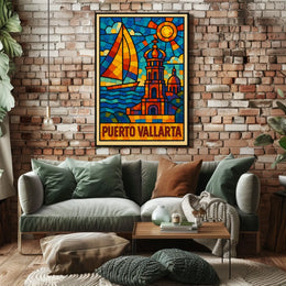 Puerto Vallarta Stained Glass Art Poster