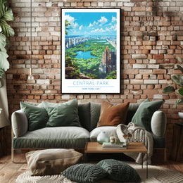 Central Park Serenity with Manhattan Skyline Urban or Cityscape Poster