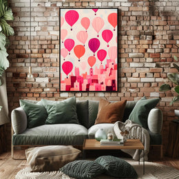 Hot Air Balloons Poster Whimsical Travel Wall Art Print