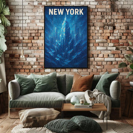 New York Skyline In Blue Poster