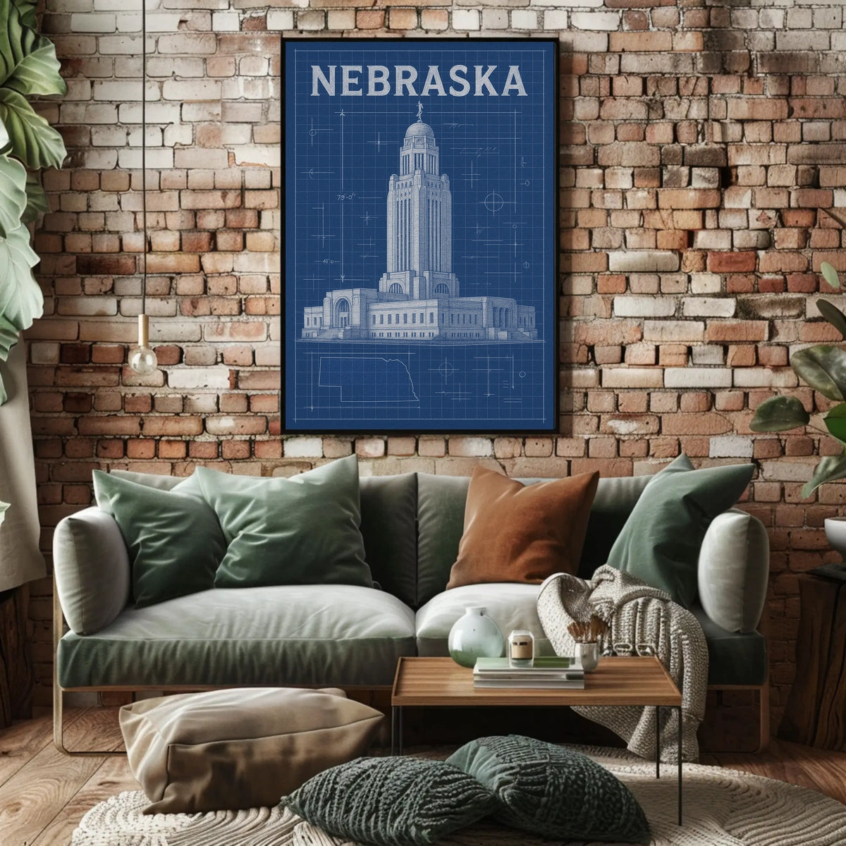 Nebraska State Capitol Blueprint Poster