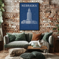 Nebraska State Capitol Blueprint Poster