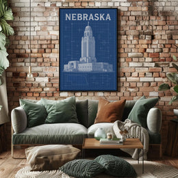 Nebraska State Capitol Blueprint Poster
