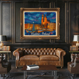 Krakow, Poland Festive Night Market Poster