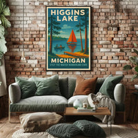 Higgins Lake Vintage Travel Poster PosterGoat