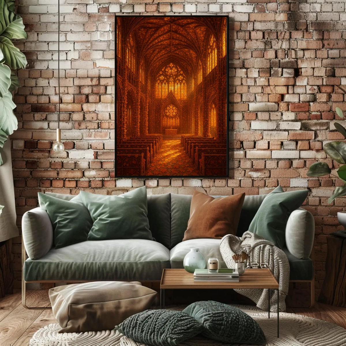 Gothic Cathedral Interior Hyper Realistic Art Decor Poster