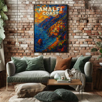 Amalfi Coast Poster Wall Art Print 18x24 Coastal Decor