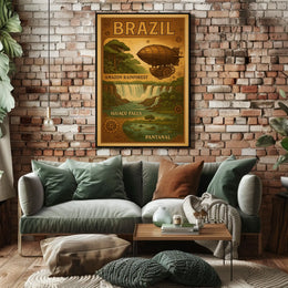 Brazilian Adventure Steampunk Airship Poster Art Print