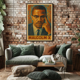 Malcolm X Mosaic Portrait Poster