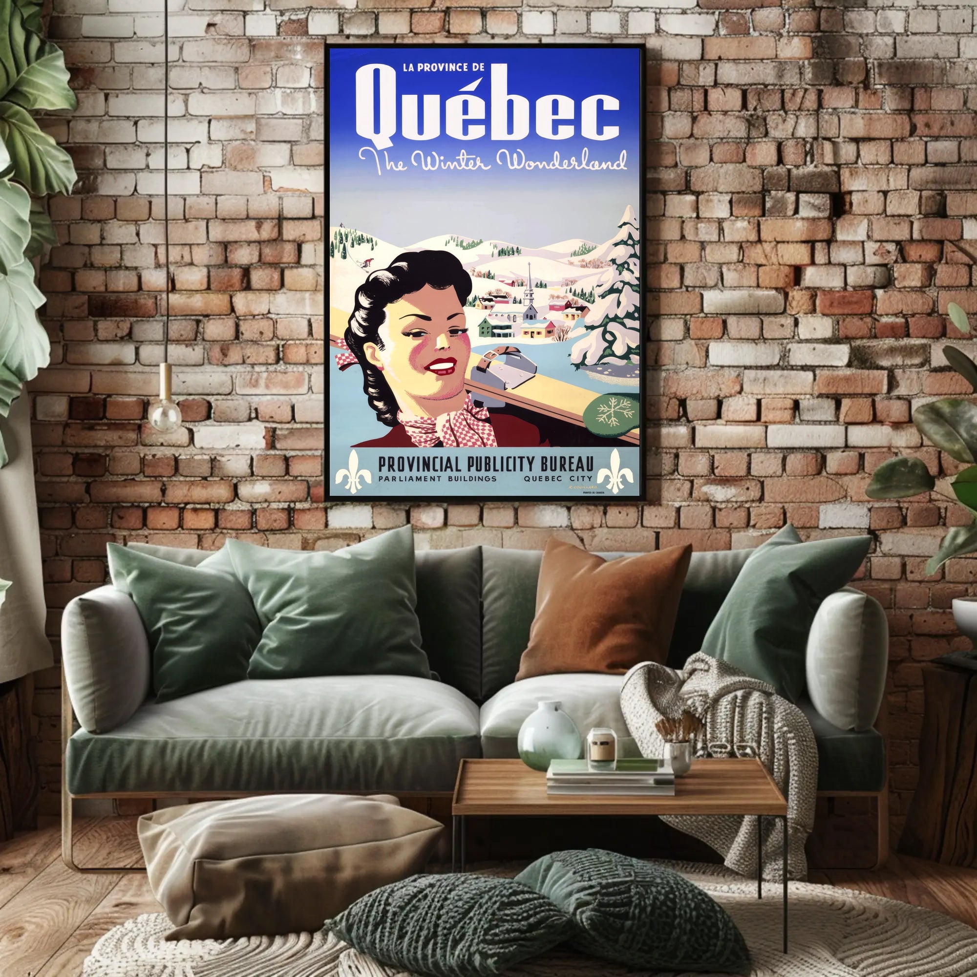 Vintage Québec Winter Wonderland Travel Poster PosterGoat