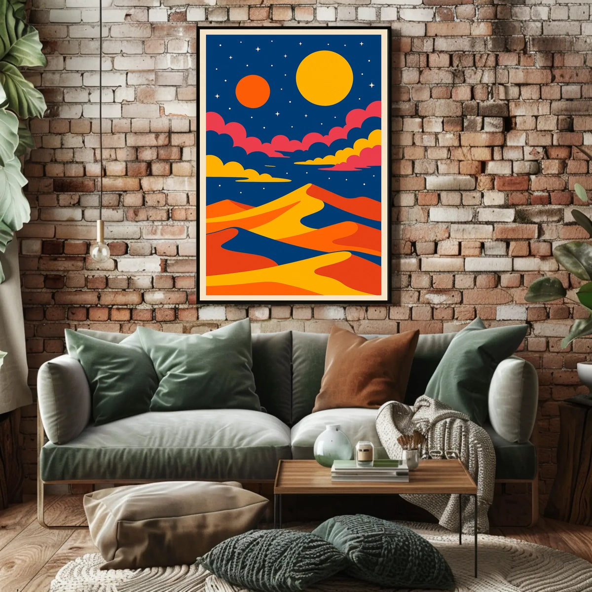 Surreal Cosmic Desert Under Abstract Futuristic Sci-Fi Poster