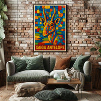 Saiga Antelope Mosaic Art Poster