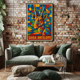 Saiga Antelope Mosaic Art Poster