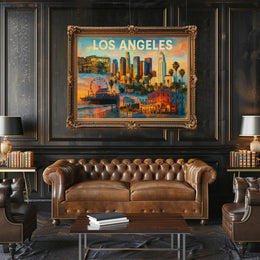 Los Angeles Landmarks Line Art Urban Poster