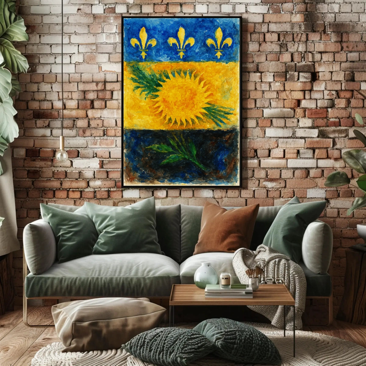 Sunflower and Fleur-de-Lis Poster