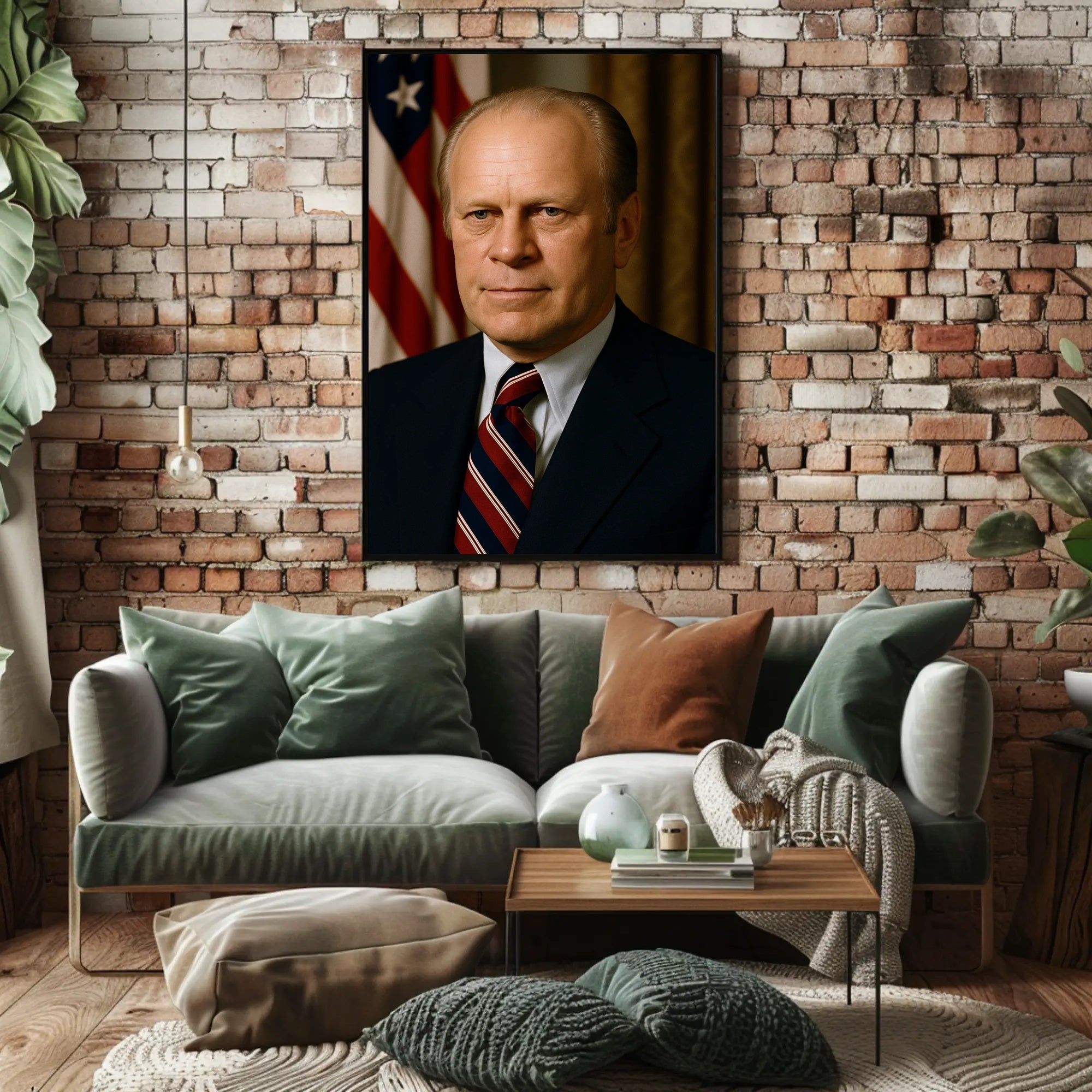 Presidential Portrait with American Flag Historical Poster