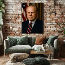Presidential Portrait with American Flag Historical Poster